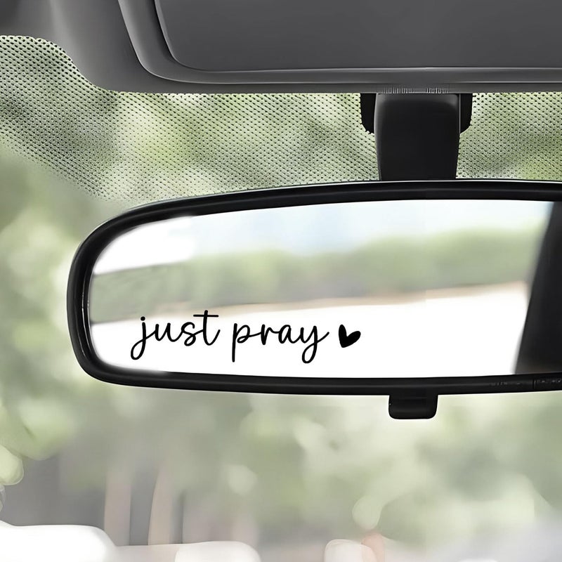WCDHOR 2 x Just Pray Rearview Mirror Decal Water Bottle Stickers Affirmation Reminder Sticker Laptop Bumper Sticker Tumbler Vinyl Sticker Car Mirror Decal New Car Decor (Just Pray, Black) - Image 1